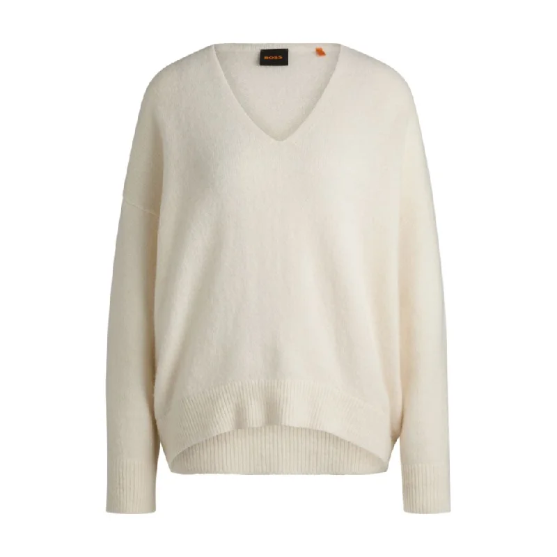 Premium Fashion Wool-blend relaxed-ft sweater with V neckline