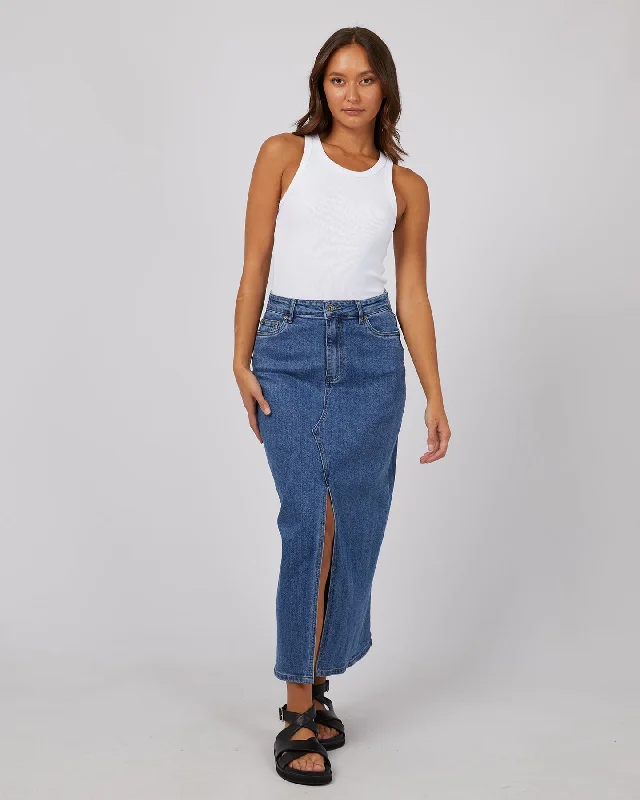 Casual Chic Clothing Silent Theory Eva Comfort Maxi Skirt Blue