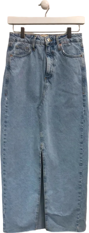 Chic Styles River Island Light Blue Denim Midi Skirt UK 6