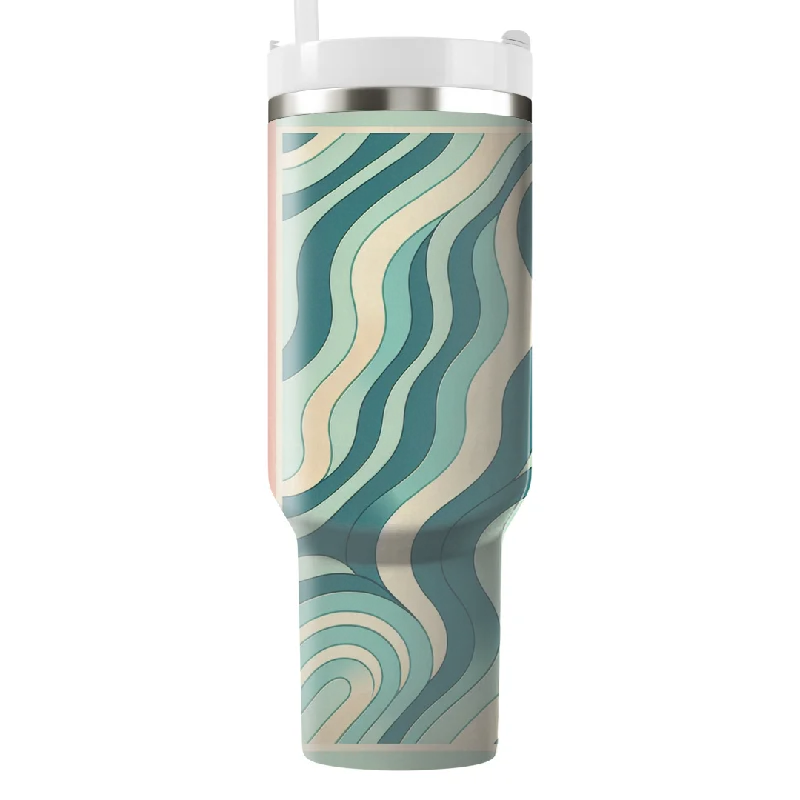 On-The-Go Drinkware Retro Wave Pattern Tumbler With Handle