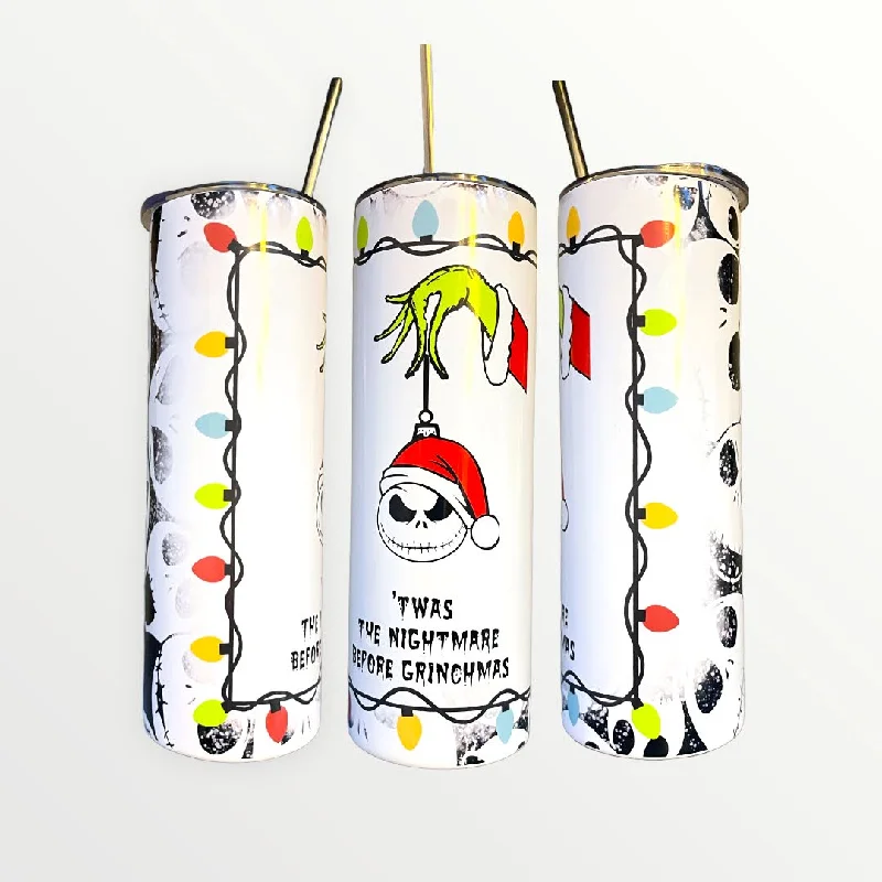 Elegant Glassware Sale Twas The Nightmare Before Grinchmas 20/30oz Insulated Skinny Tumbler