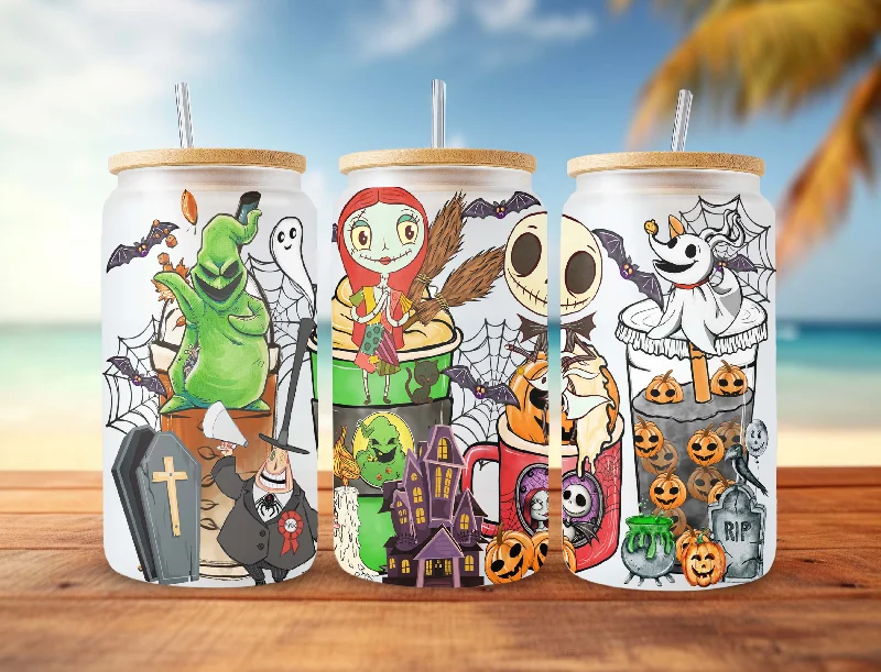 Decorative Drinkware Horror Halloween Coffee Can Glass, Horror Tumbler, 16oz Can Glass, Scary Movie Can Glass, Full Tumbler, Spooky Vibes, trick or treat Decorative Drinkware Horror Halloween Coffee Can Glass, Horror Tumbler, 16oz Can Glass, Scary Movie Can Glass, Full Tumbler, Spooky Vibes, trick or treat