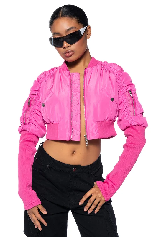 High End Women's Wear BABBS SKINNY ARM BOMBER JACKET