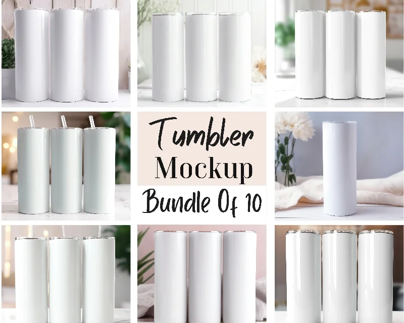 Stainless Steel Mugs 20 Oz Skinny Tumbler Mockup Bundle  Canva Tumbler Mockup  PSD Smart Objects Mockup  Canva Tumbler PNG Mockup  Full Wrap Tumbler Mockup