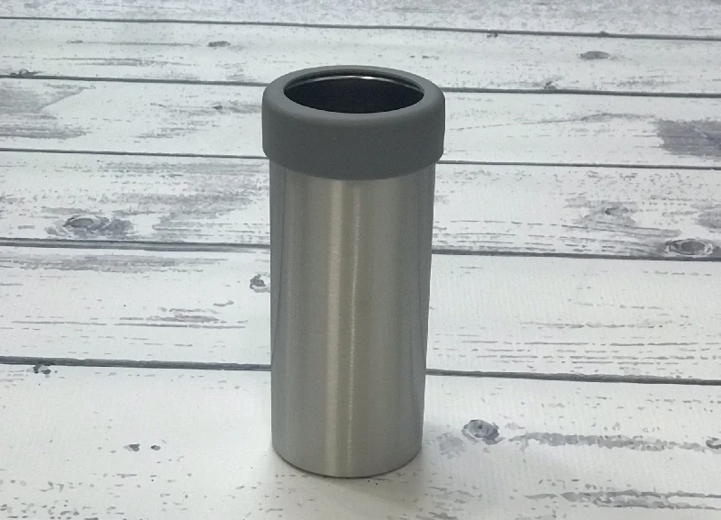Discounted Drinkware 12 oz Can Cooler with grey rim