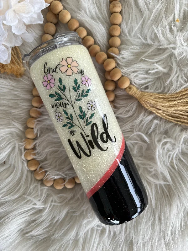 Green Drinkware Offer READY TO SHIP Wild Floral 20 oz tumbler