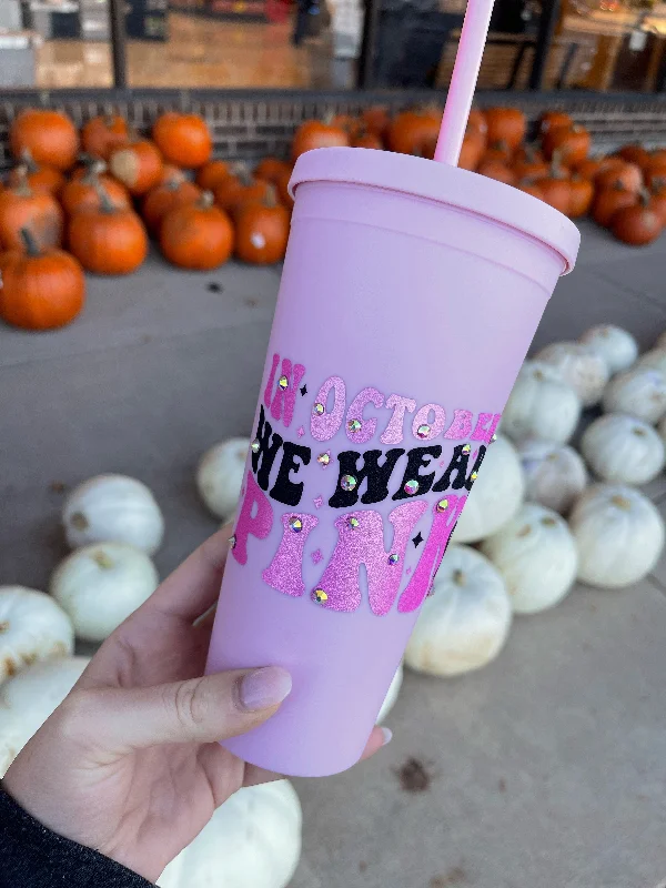 Elegant Glass Cups Breast Cancer Awareness Pink Matte Tumbler