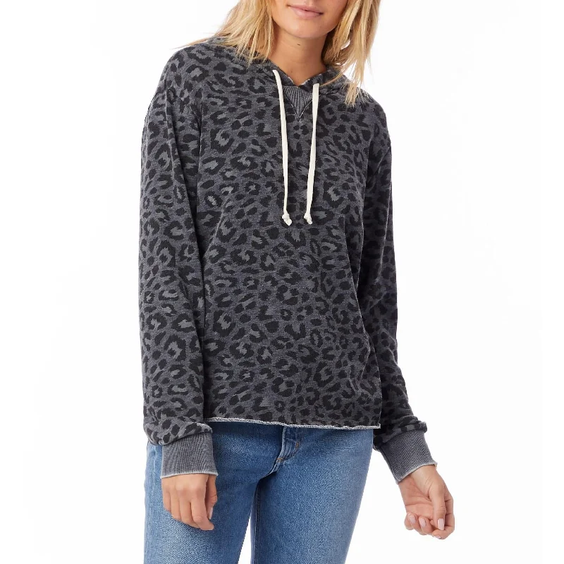 Everyday Wear Day Off Printed Burnout French Terry Hoodie (Dark Grey Leopard)
