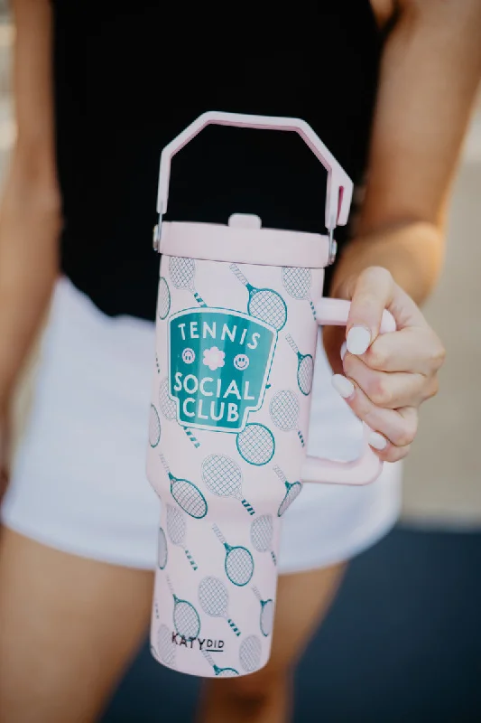 Style Upgrade Tennis Social Club 38 Oz Tumbler with Lid Handle