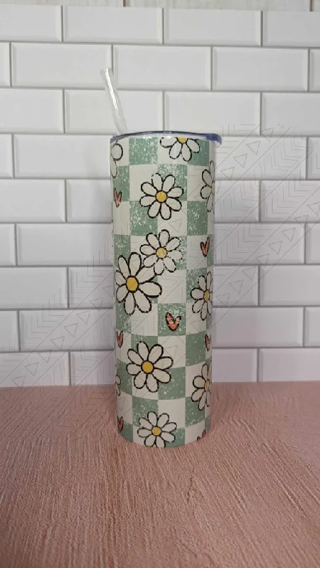 Travel Drinkware Checkerd Daisy Tumbler