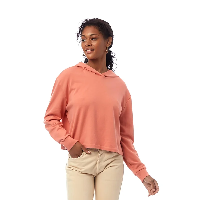 Fashion Sale Lightweight French Terry Cropped Pullover Hoodie (Sunset Coral)