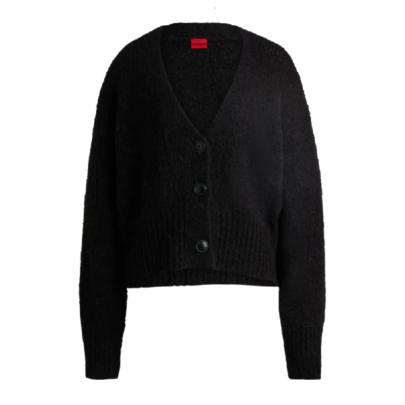 Comfortable Clothes Oversize-fit cardigan with V neckline and cropped length