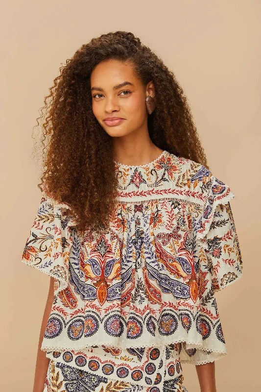 Stylish Looks Off-White Boho Glam Lace Blouse