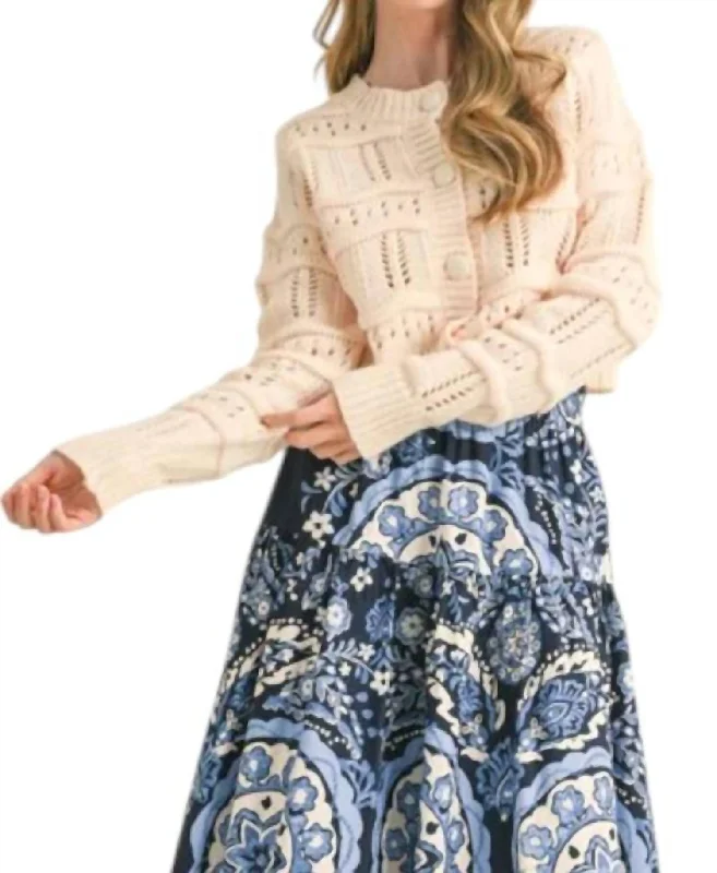 Chic Outfits Callie Sweater Cardigan In Ivory