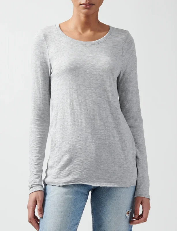 Unleash Your Style Long Sleeve Destroyed Wash Crew, Heather Grey