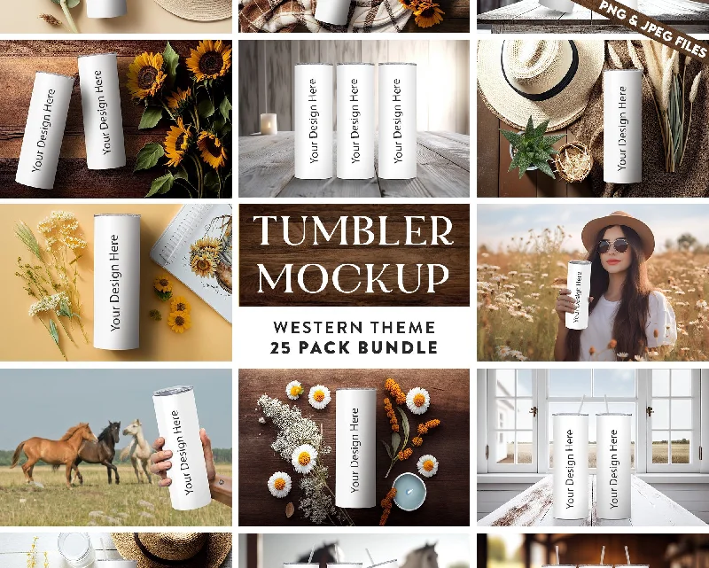 Drinkware Promotions 25 x Western Theme Skinny Tumbler Mockup Bundle 20oz Tumbler Mock-Up Country Tumbler Mock Edit on Canva PS with Transparent Background Drinkware Promotions 25 x Western Theme Skinny Tumbler Mockup Bundle 20oz Tumbler Mock-Up Country Tumbler Mock Edit on Canva PS with Transparent Background