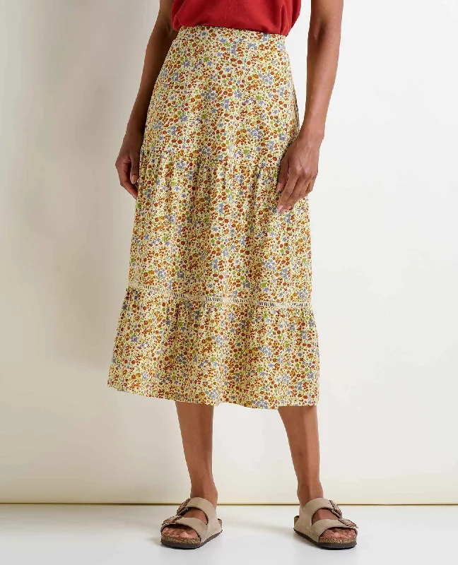 Season Sale Marigold Tiered Midi Skirt
