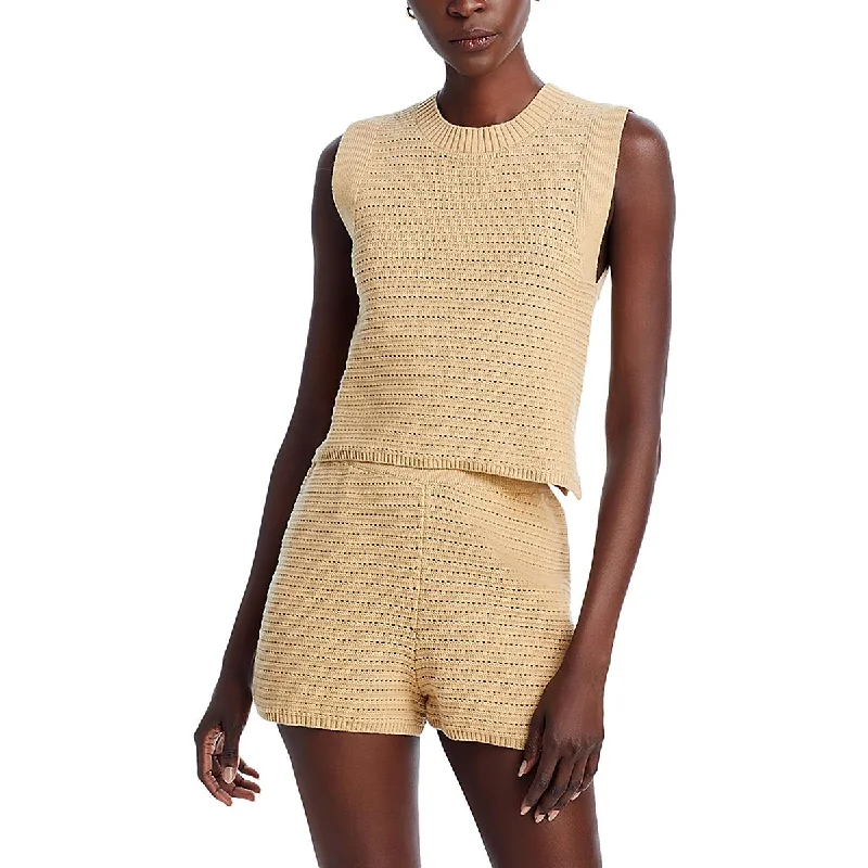 Feminine Elegance Womens Crewneck Sleeveless Tank Top Sweater