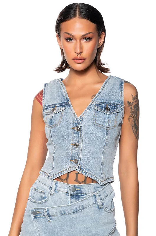 Fashion Deal SABZ FITTED DENIM VEST