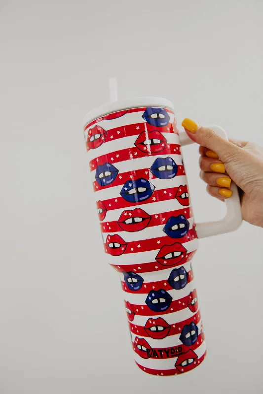 Discover Now American Flag & Lips 38 Oz Tumbler Cup
