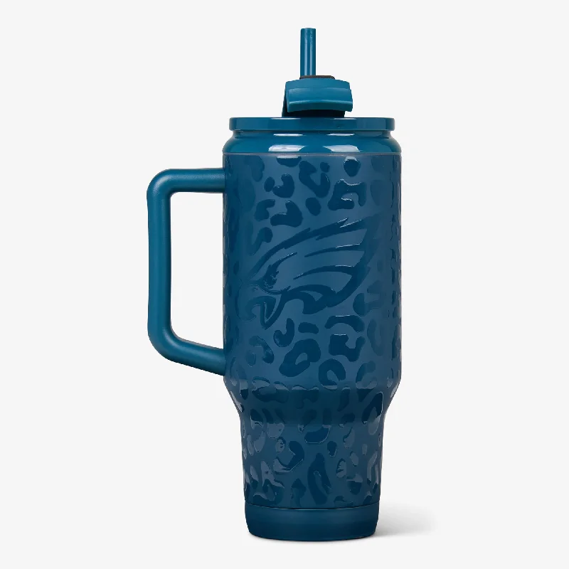 Comfort Meets Fashion Philadelphia Eagles 32 Oz Leopard Flip ‘n’ Sip Travel Mug