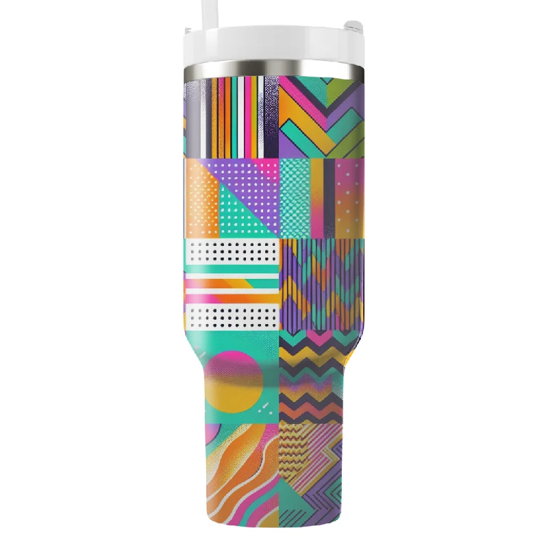 Break Fashion Norms Radical 80s Patterns Tumbler With Handle
