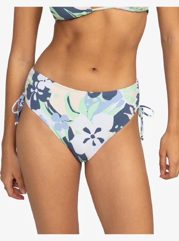 Chic Everyday Wear Printed Beach Classics Moderate Side-Tie Bikini Bottom - Vintage Indigo Archive Roxy