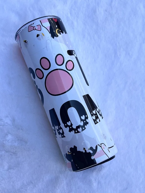 Unique Drinkware Gifts Cat Mom Paw Print - Tumbler