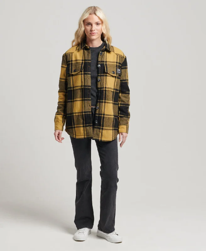 Style Upgrade Borg Flannel Check Overshirt | Gold Buffalo Check