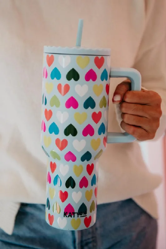 Unbeatable Prices Multicolored Hearts Mint Tumbler Cup w/ Handle