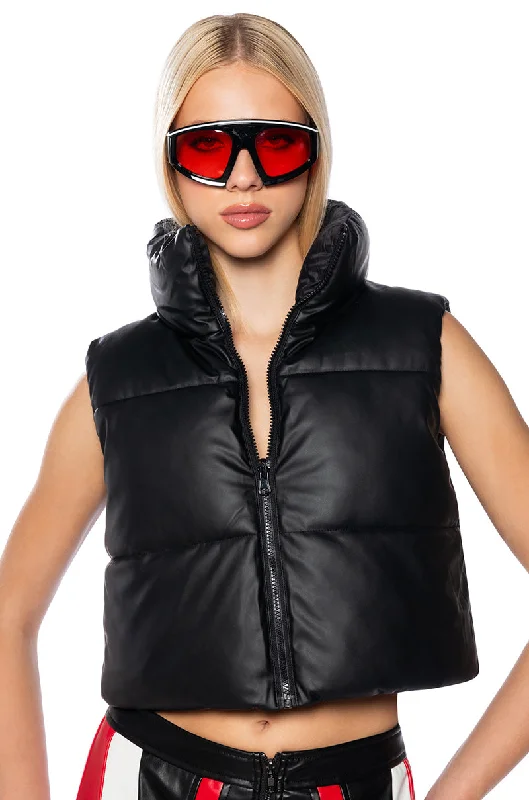 Great Prices On Feminine Styles NYLON AND PU REVERSIBLE PUFFER VEST