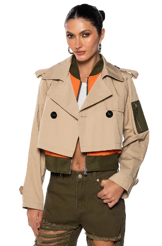 Special Offer DANA CROPPED TRENCH WITH BOMBER LAYER