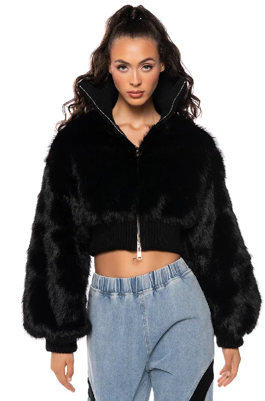 Casual Yet Stylish Separates LOVE YOU BETTER FAUX FUR RIB TRIM JACKET