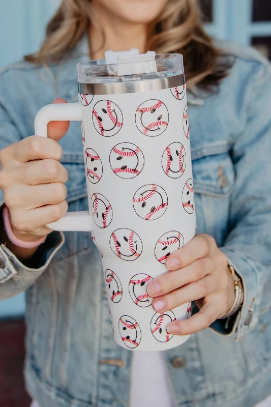 Trendy Styles Baseball Happy Faces Tumbler Cup w/ Handle
