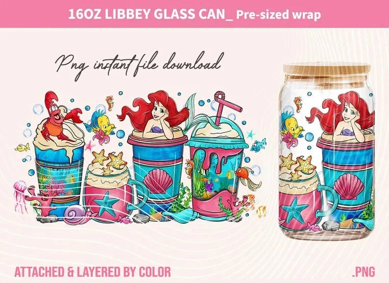 Environmentally Friendly Mugs Ariel Tumbler Wrap, Princess Coffee Tumbler Wrap, 16oz Can glass, Skinny Tumbler Wrap, Can glass, Png download Environmentally Friendly Mugs Ariel Tumbler Wrap, Princess Coffee Tumbler Wrap, 16oz Can glass, Skinny Tumbler Wrap, Can glass, Png download