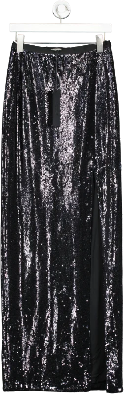 Elegant Clothing Halston Heritage Black Maxi Sequin Skirt With High Leg Split UK 8