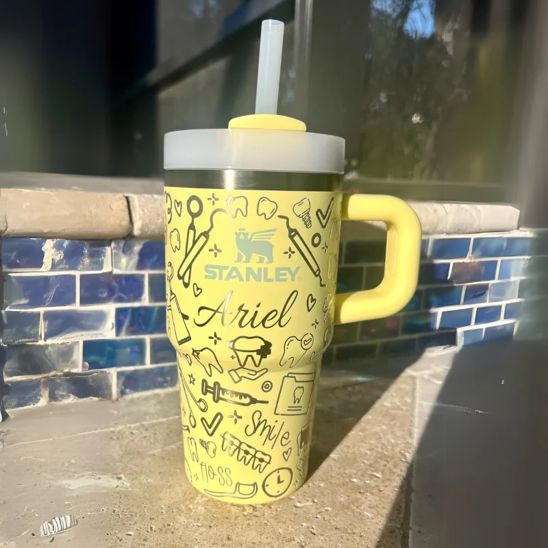 Holiday Drinkware Gifts Ariel Printed Personalized Tumbler With Handle