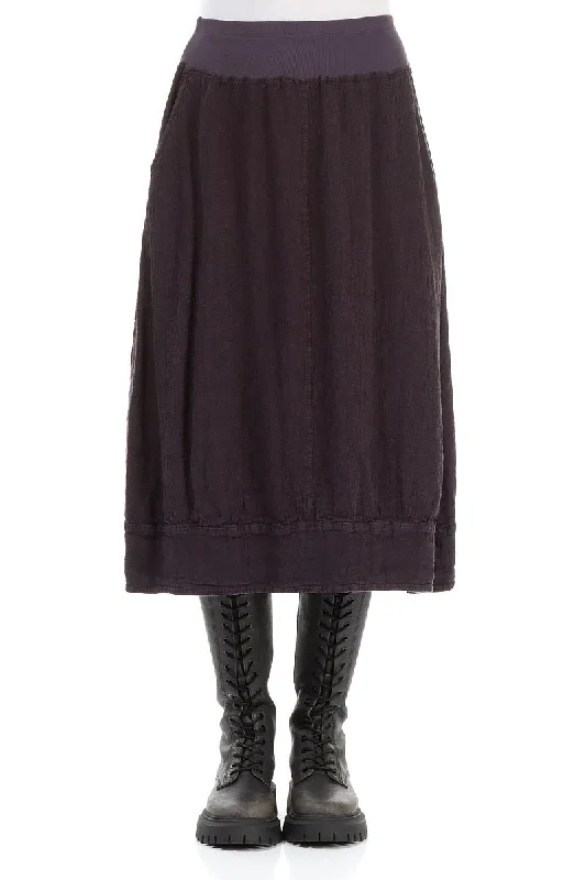 Summer Fashion Midi Vintage Violet Linen Viscose Skirt
