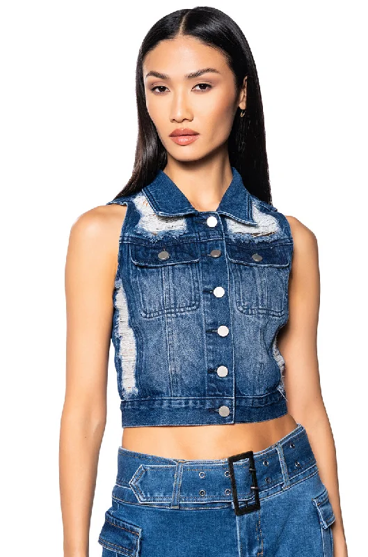 Seasonal Sale EVERYDAY FITTED DENIM VEST