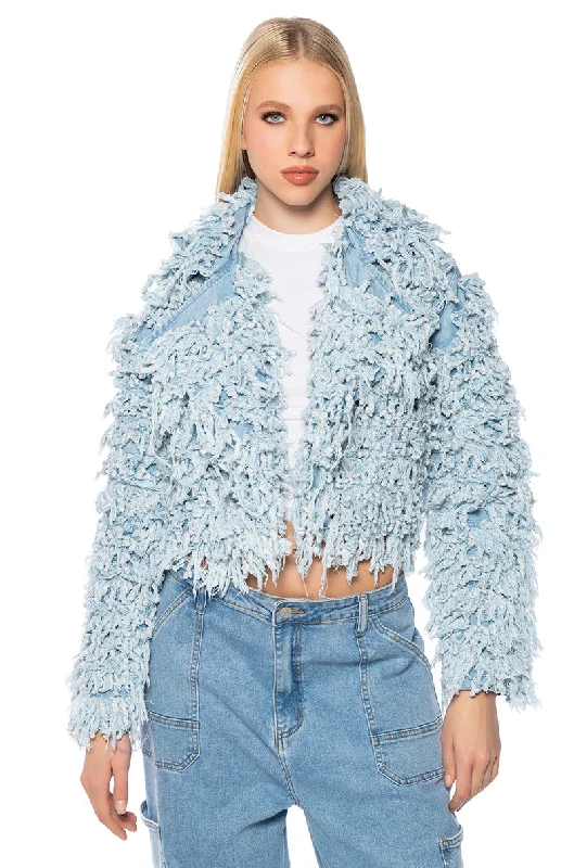 Romantic Date - Night Ensemble FIRST CLASS FRINGE DENIM JACKET