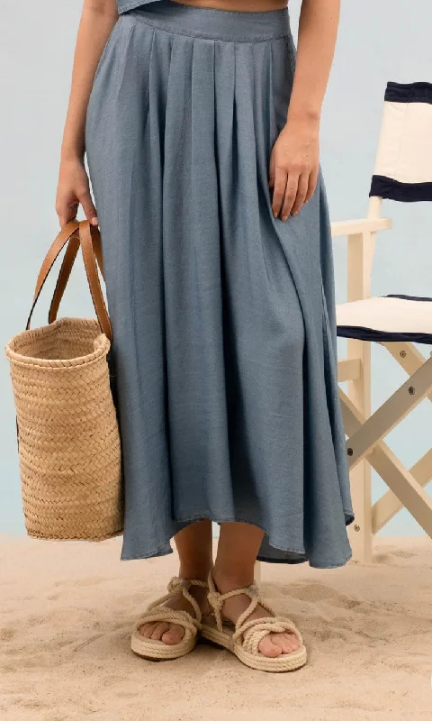 Clearance Event Chambray Pleated Skirt