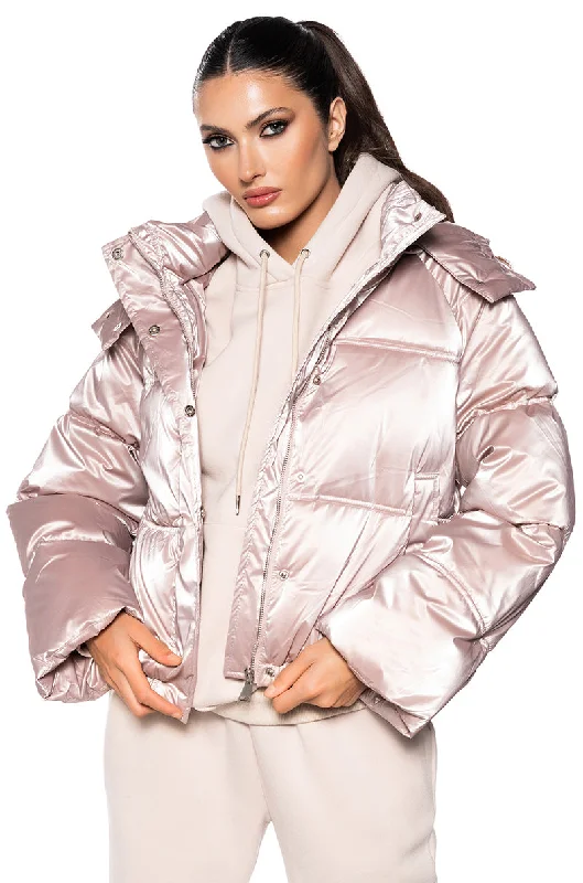 Bold Fashion PINK METALLIC PUFFER JACKET
