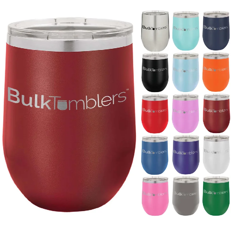 Drinkware Deals 12 oz Wine Tumbler with Logo Laser Engraved on Insulated Stainless Steel Wine Tumblers + Lid Drinkware Deals 12 oz Wine Tumbler with Logo Laser Engraved on Insulated Stainless Steel Wine Tumblers + Lid