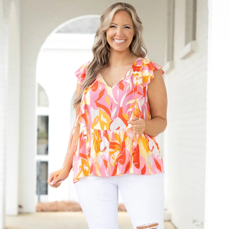 Elegant Details Too Busy For You Top, Red Multi