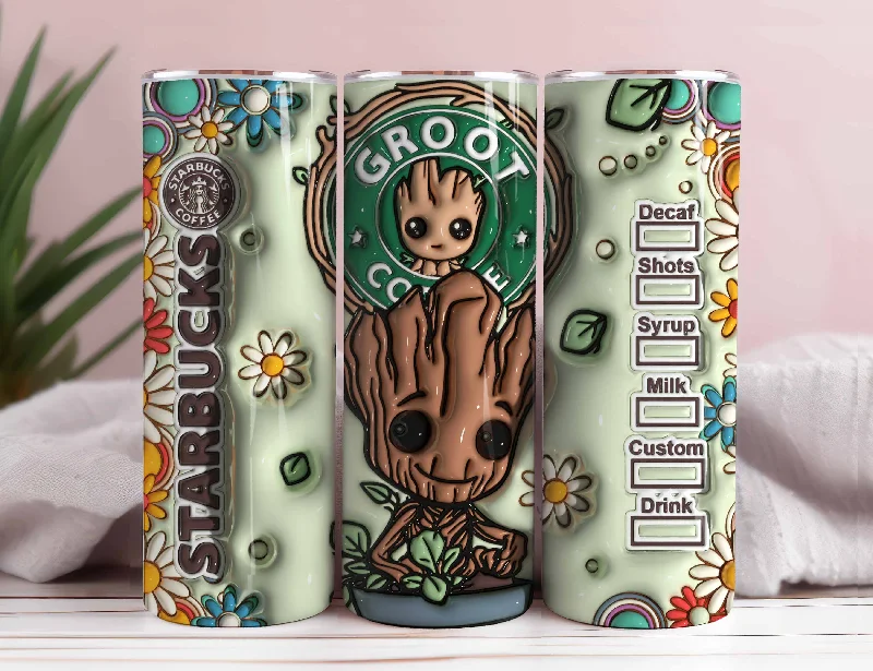 Holiday Drinkware 3D Inflated Cartoon Tumbler, Cartoon Halloween Tumbler, Halloween Tumbler, 3D Tumbler Wrap, 20oz Skinny Tumbler, 3D Tumbler Wrap, Png