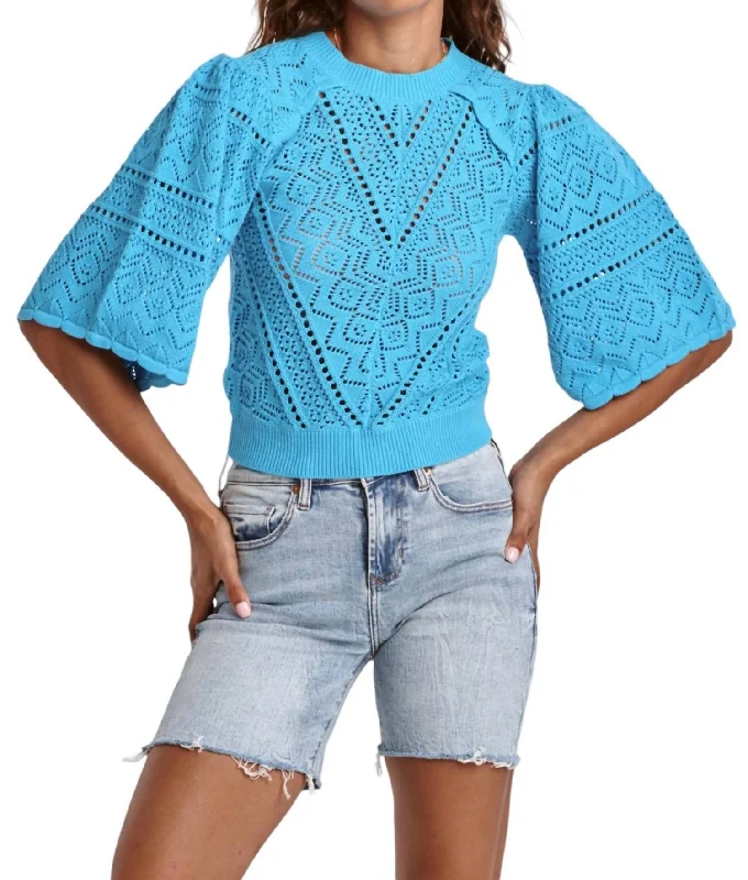 High End Women's Wear Bailey Sweater In Turquoise