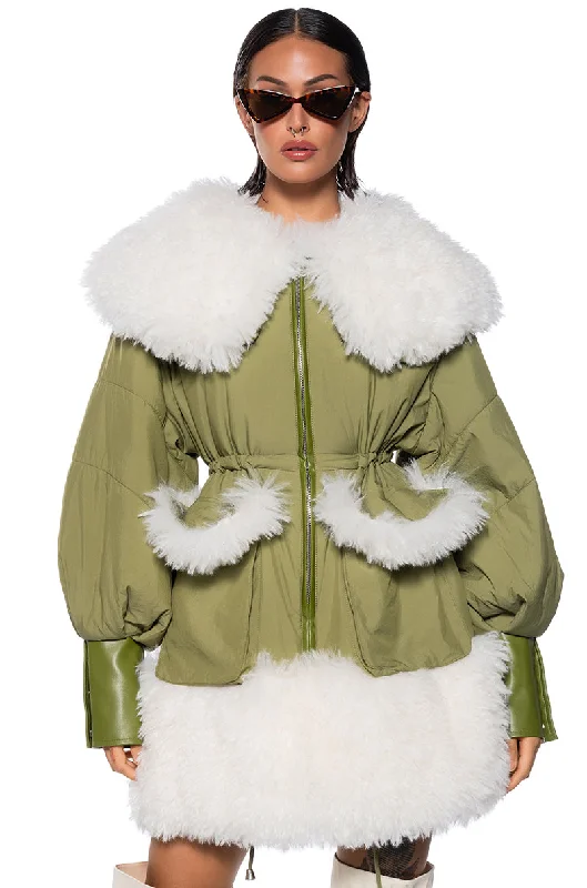 Holiday Glam SOPH COZY NYLON SHERPA COAT