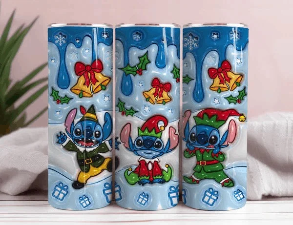 Valentine's Special Stitch Bells 3D Inflated 20oz Christmas Tumbler