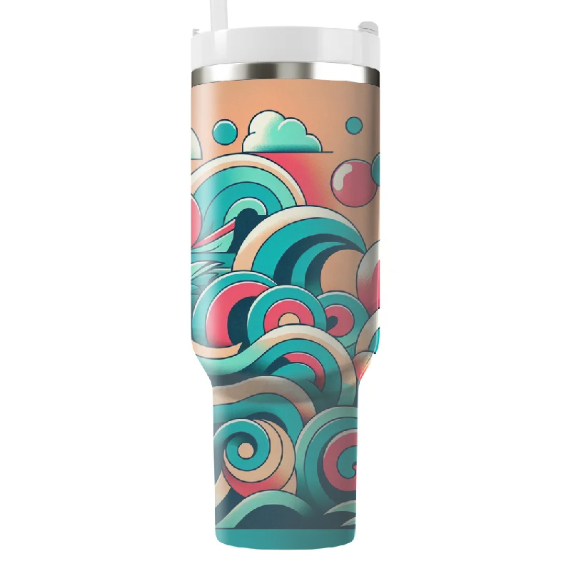 Holiday Drinkware Offers Retro Waves Tumbler With Handle