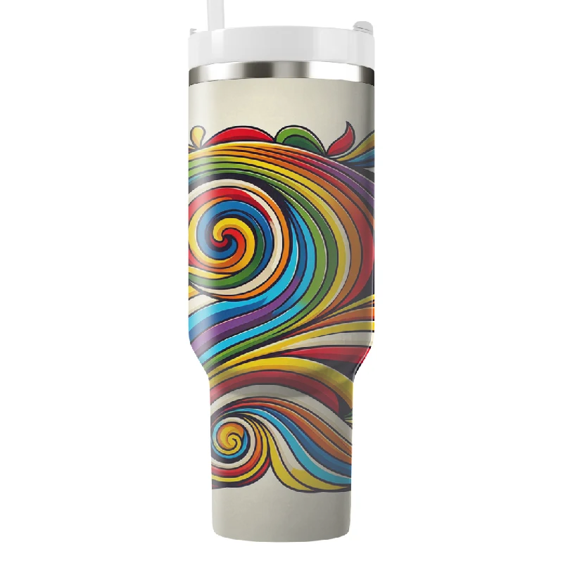 Unleash Your Style Rainbow Retro Bands  Tumbler With Handle